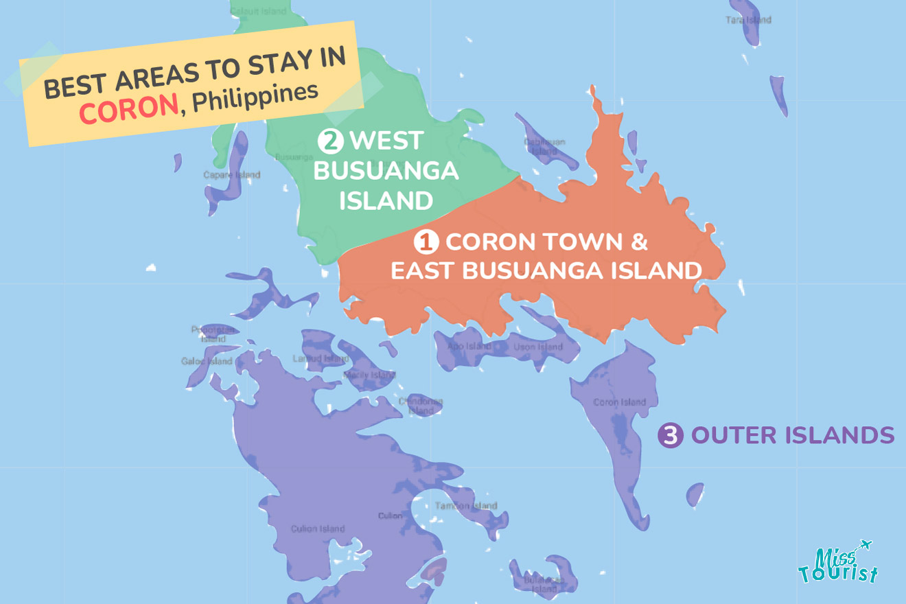 Map of best places to stay in Coron